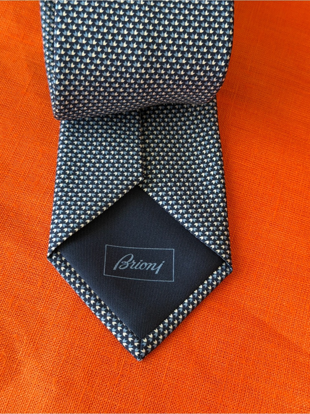 Brioni Black and Cream Micro-Pattern Silk Tie